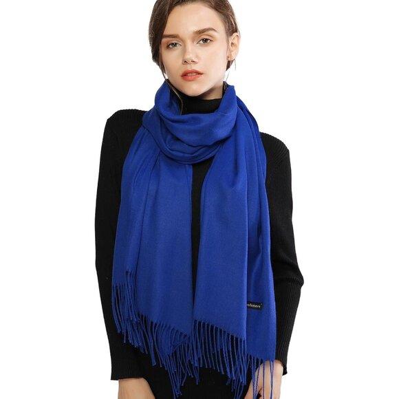 ⚡Women's Blue Pashmina Shawls Evening Dress Bridesmaid Winter Warm Long Scarf - Picture 5 of 7